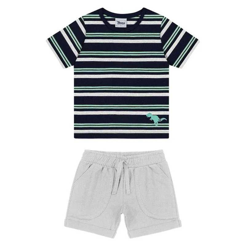 Conjunto Shorts Masculino Infantil Trick Nick Azul 2