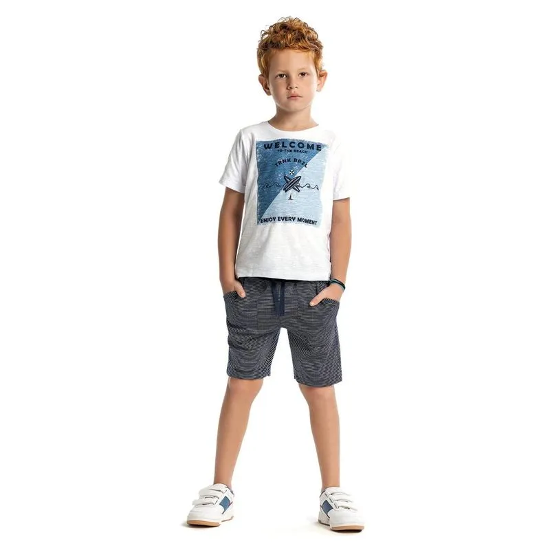 Conjunto Shorts Com Bolso Infantil Trick Nick Branco 8