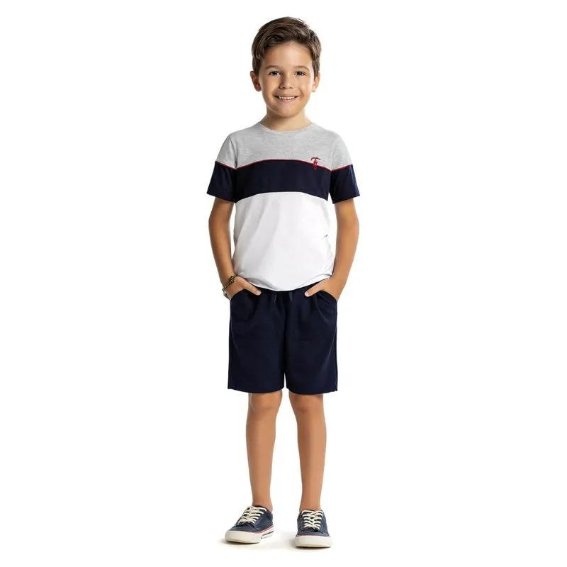 Conjunto Shorts Com Bolso Infantil Trick Nick Branco 8