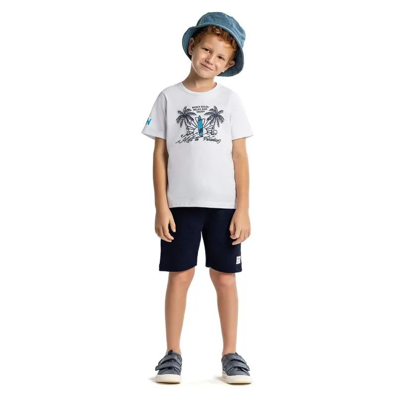 Conjunto Shorts Com Bolso Infantil Trick Nick Branco 10
