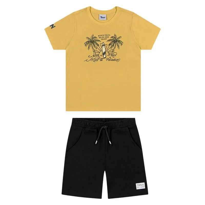 Conjunto Shorts Com Bolso Infantil Trick Nick Amarelo 6