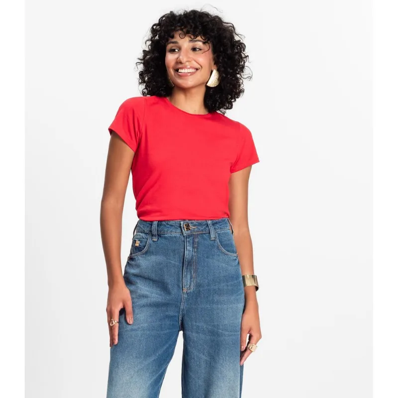 Blusa Feminina Cotton Leve Básica Rovitex Vermelho M