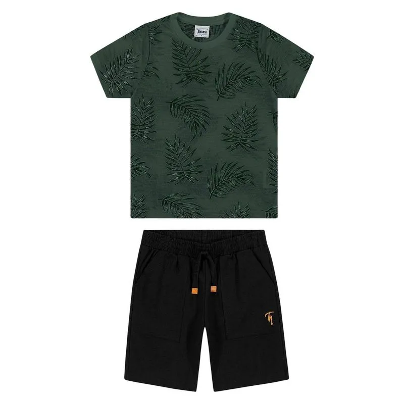 Conjunto Shorts Com Bolso Infantil Trick Nick Verde 6
