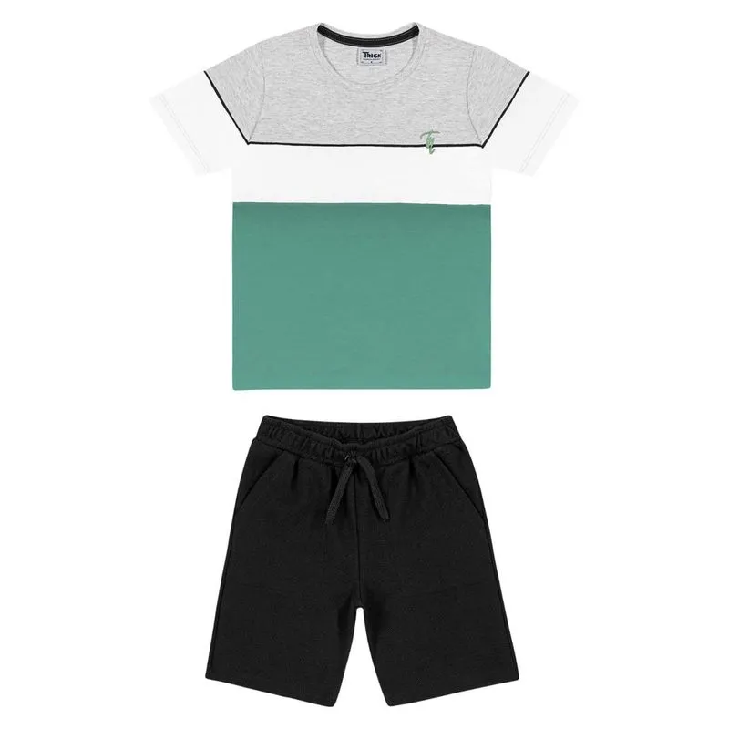 Conjunto Shorts Com Bolso Infantil Trick Nick Verde 12