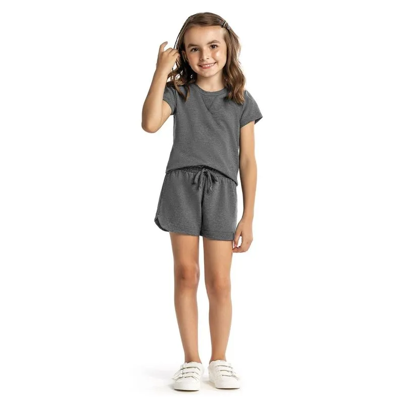 Conjunto Shorts Liso Infantil Trick Nick Cinza 12