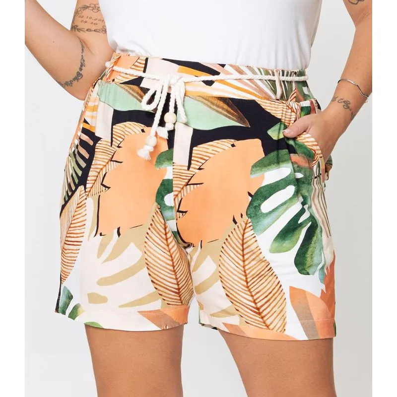 Shorts Feminino Plus Size com Cordão Secret Glam Rosa Plus G4