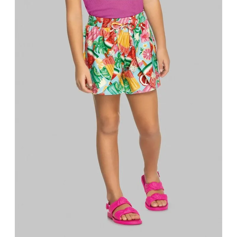 Shorts Infantil Feminino Frutinhas Trick Nick Azul 4
