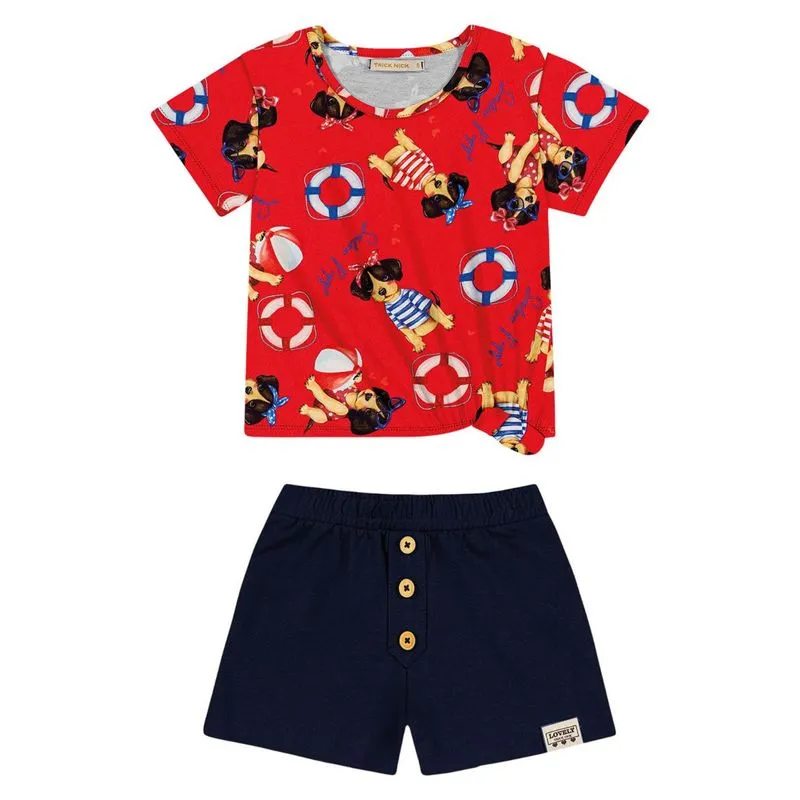 Conjunto Infantil Feminino Alto Mar Trick Nick Vermelho 4