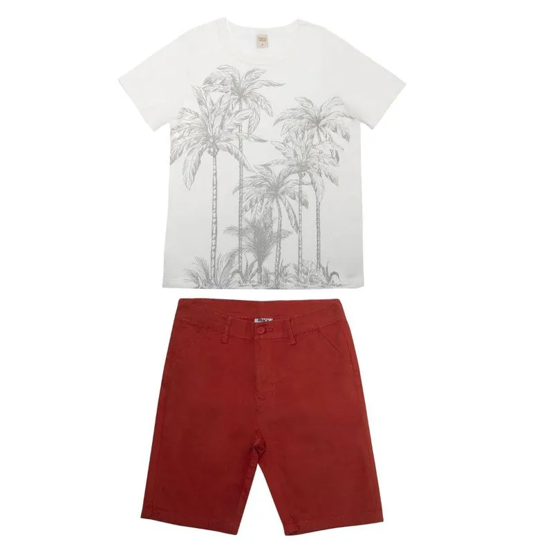 Conjunto Infantil Masculino Tropical Trick Nick Bege 4