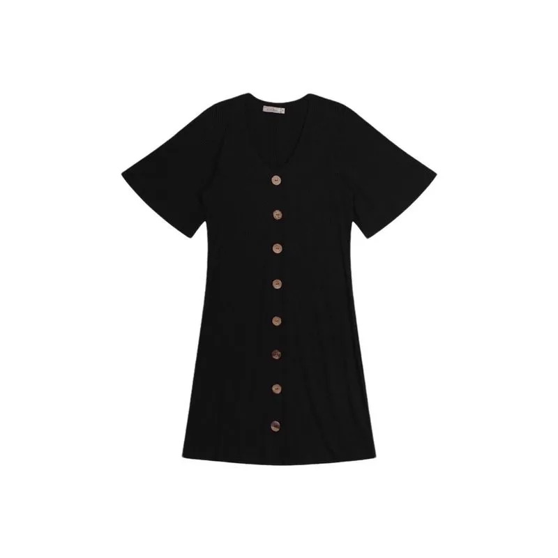 Vestido Canelado Midi Feminino 100% Viscolycra Verão Curto