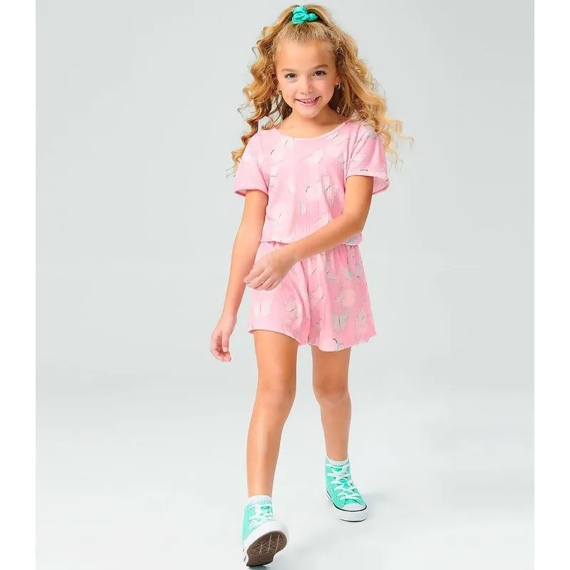 Macaquinho Infantil Borboletas Rovitex Kids Rosa 6