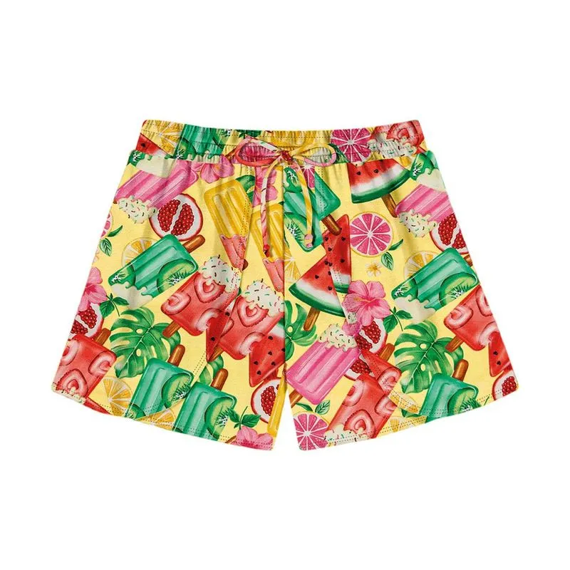 Shorts Infantil Feminino Frutinhas Trick Nick Amarelo 10