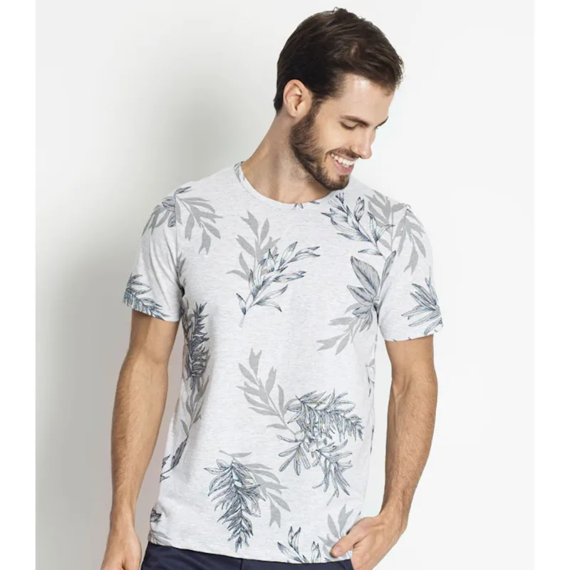 Camisa Masculina Estampada Rovitex Cinza GG