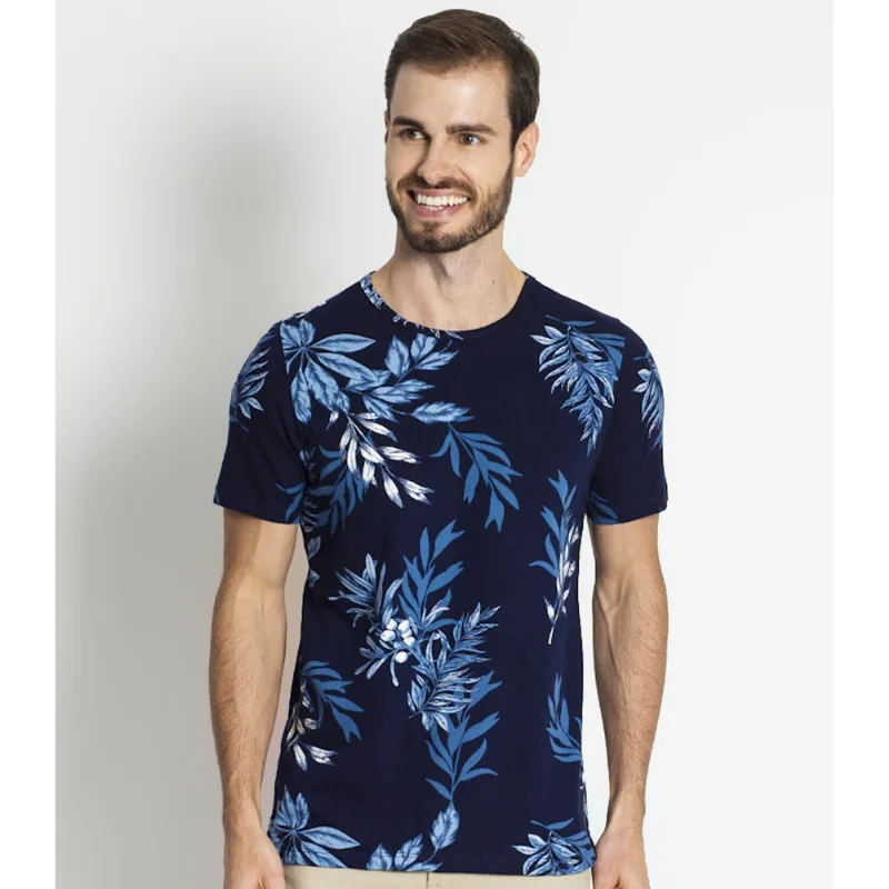 Camisa Masculina Estampada Rovitex Azul P