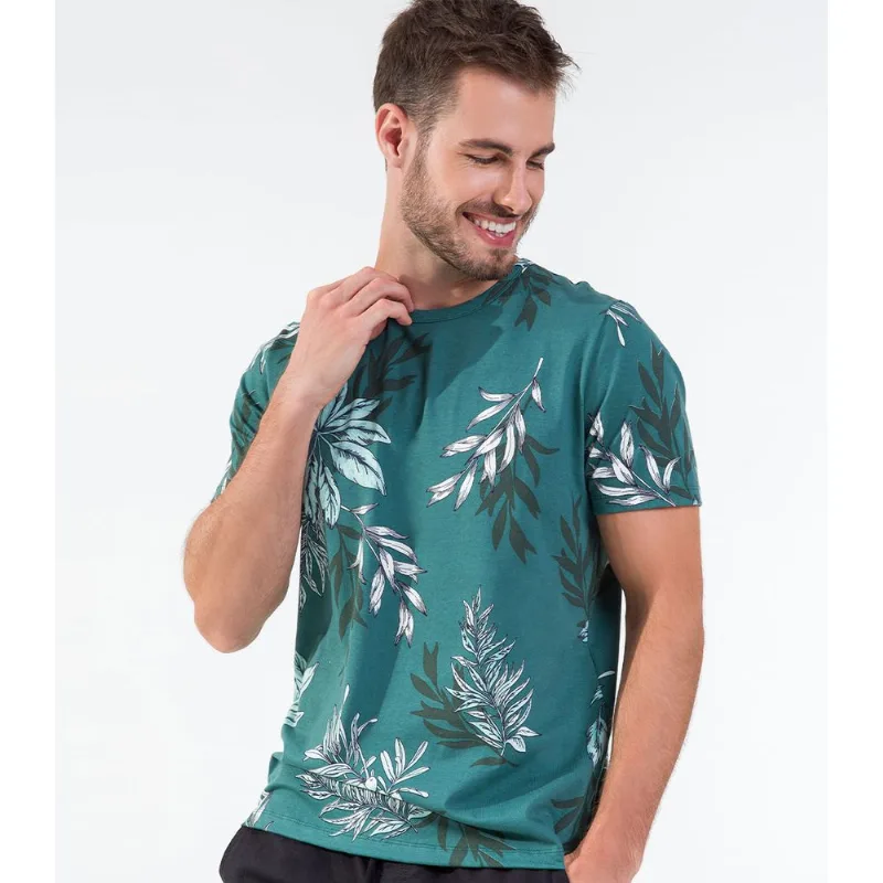 Camisa Masculina Estampada Rovitex Verde GG