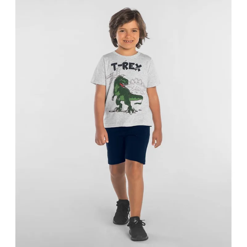 Conjunto Camiseta com Bermuda T-Rex Rovitex Cinza 1
