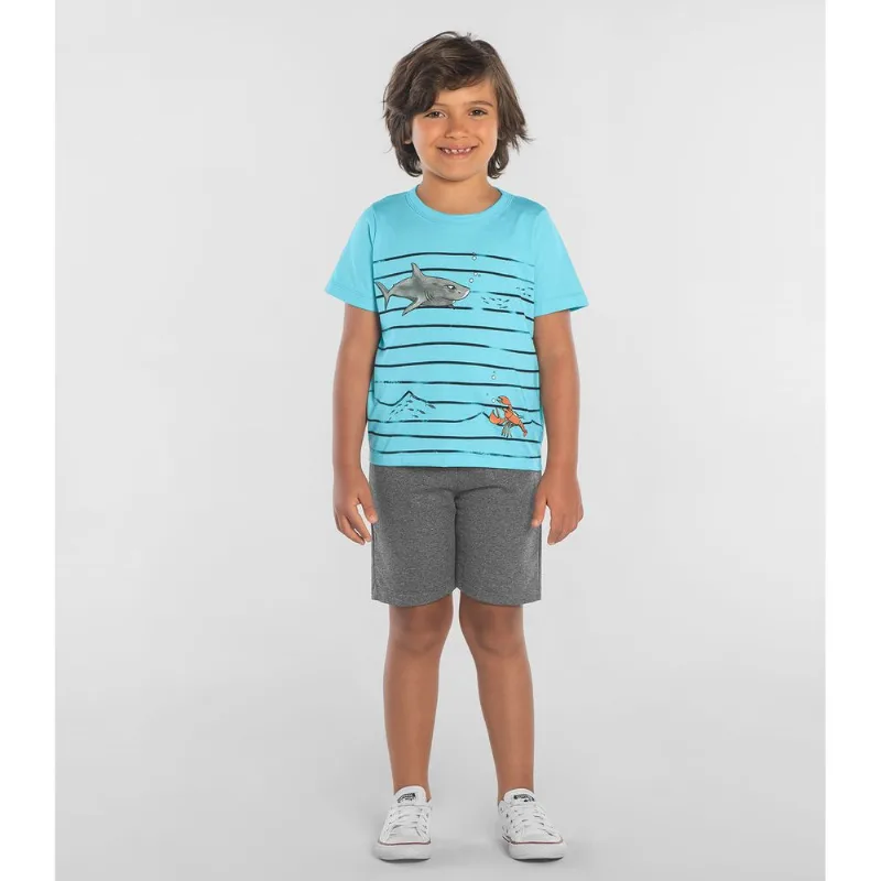 Conjunto Camisa com Bermuda Masculino Rovitex Kids Azul 2
