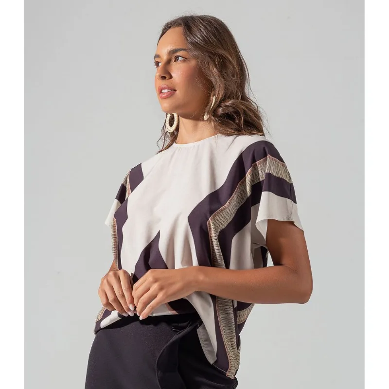 Blusa Feminina Recortes Endless Bege M