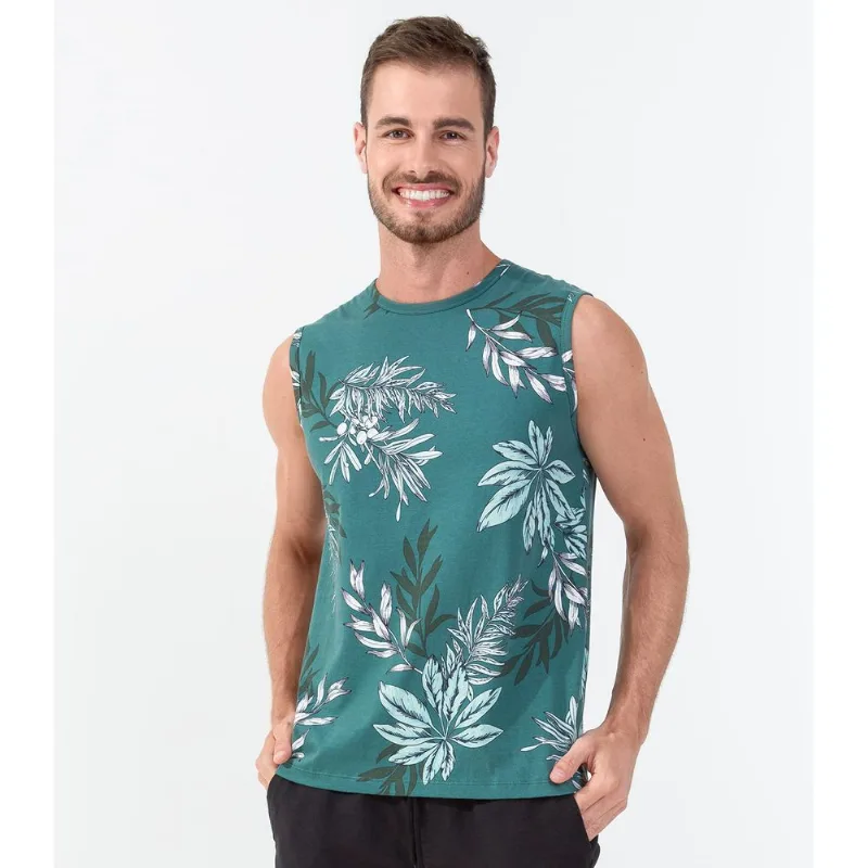 Regata Masculina Folhagens Rovitex Verde M
