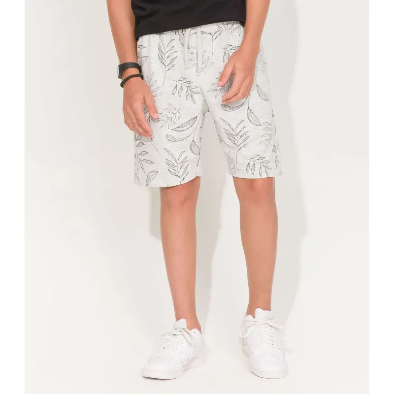 Bermuda Masculina Juvenil Folhas Rovitex Teen Cinza 14
