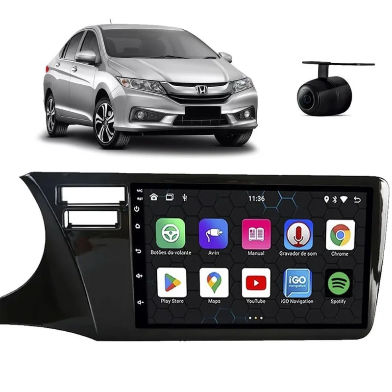 Central Multimídia Android 2Gb Carplay Honda City 2015/2021