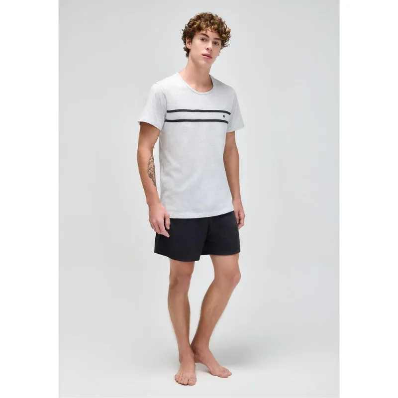 Pijama Curto Masculino Em Algodão - Preto M