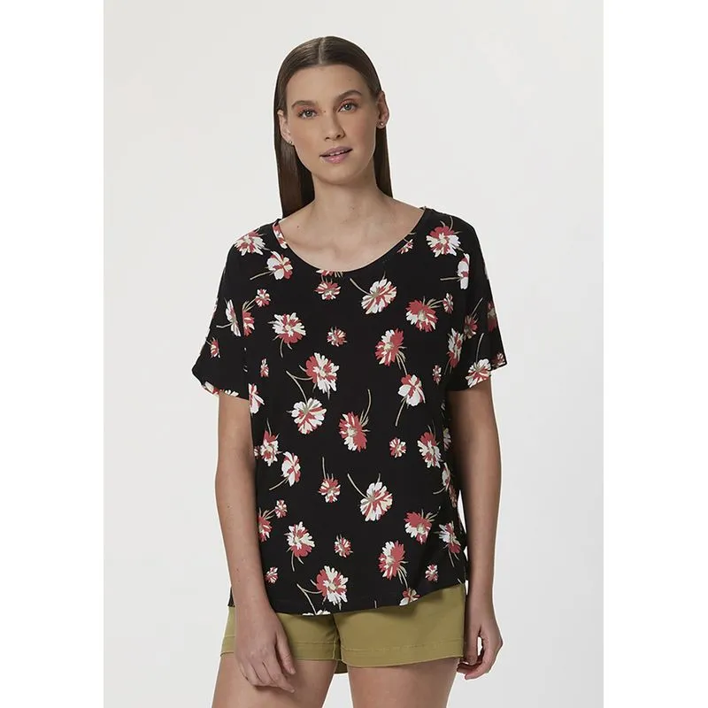 Blusa Feminina Manga Curta Estampada - Preto G