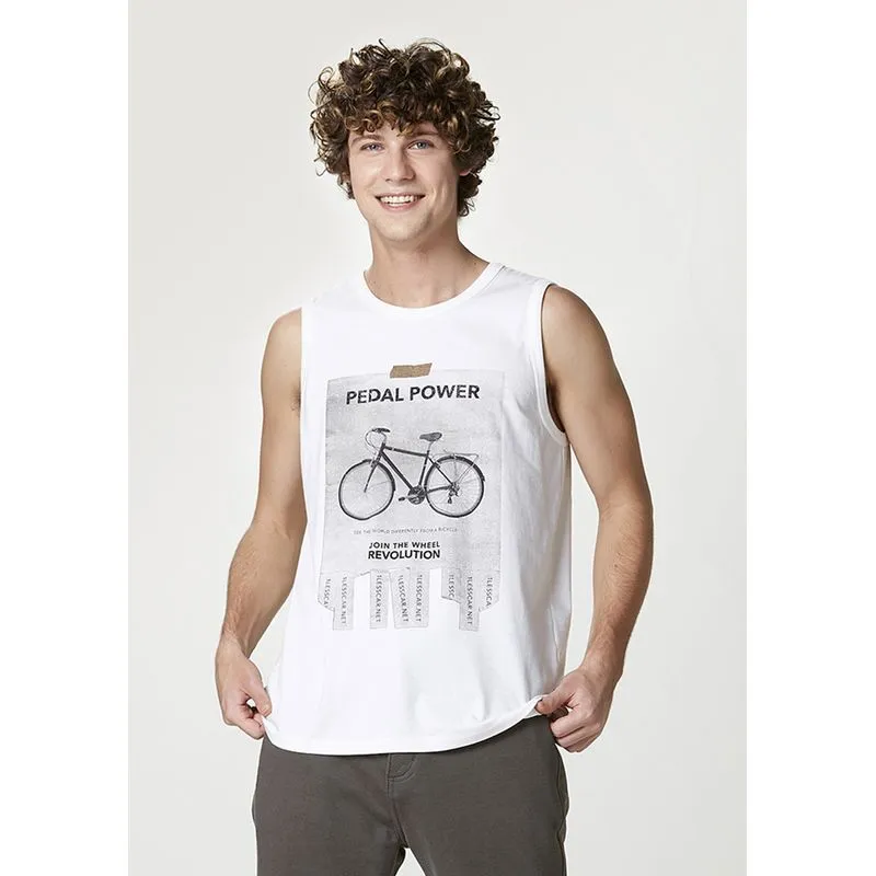 Regata Masculina regular Em Malha De Algodão - Off white XXG