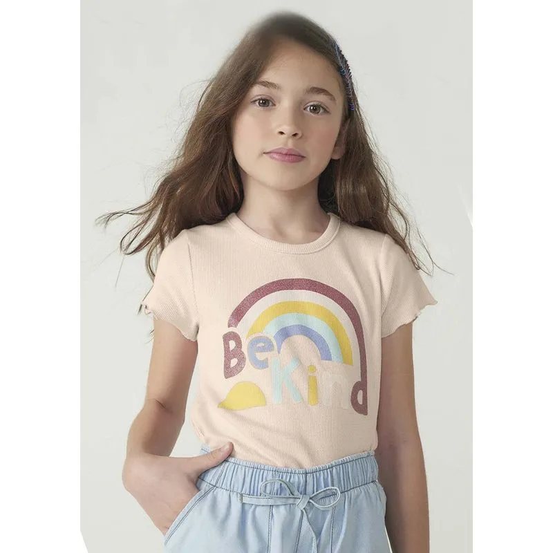 Blusa Manga Curta Menina Em Malha