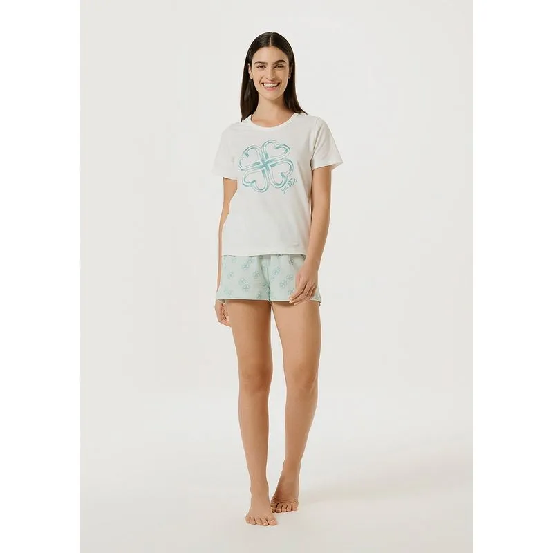 Pijama Feminino Curto Com Estampa E Saquinho
