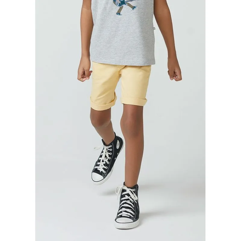 Bermuda Básica Infantil Menino Em Sarja Tam 1 a 16 - Amarelo 001
