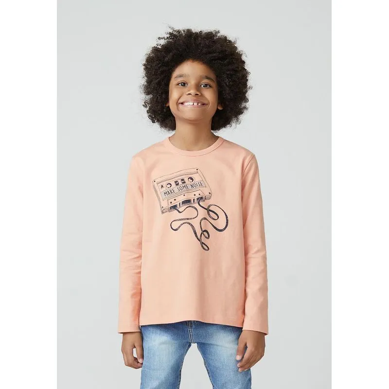 Camiseta Manga Longa Com Estampa Infantil Menino Hering Kids - Laranja 010