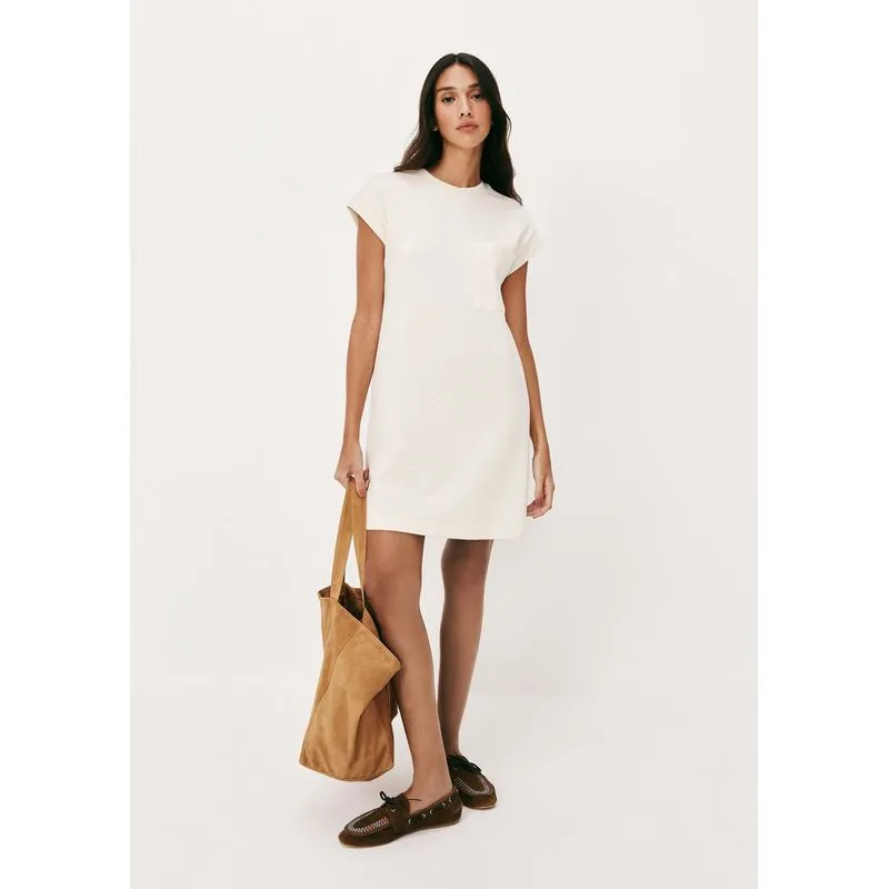 Vestido Básico Curto Texturizado Com Bolso - Off white XG