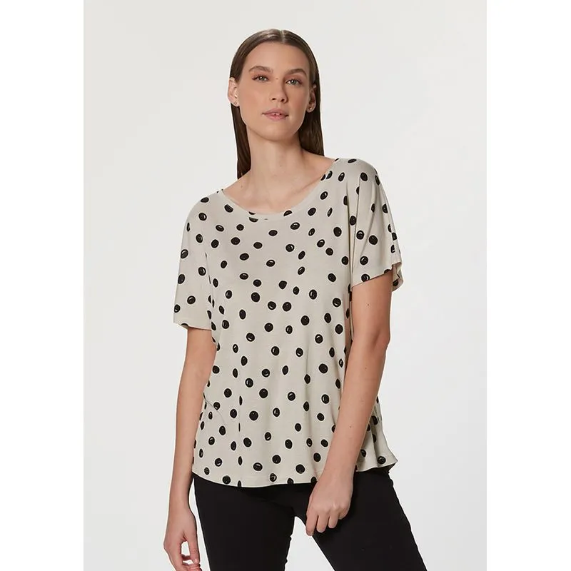 Blusa Feminina Manga Curta Estampada - Cinza XG