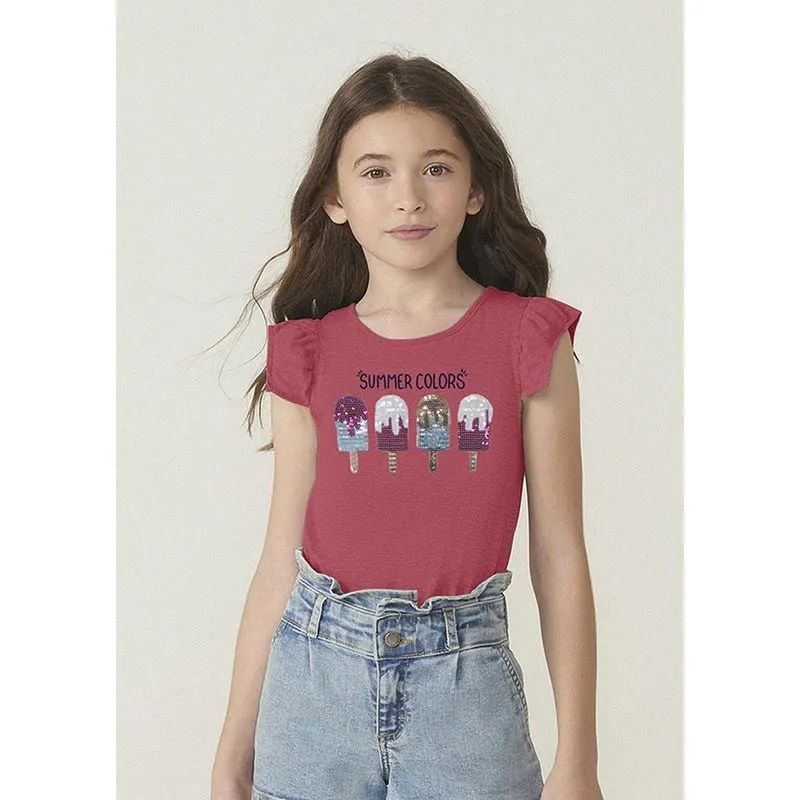 Blusa Manga Curta Menina Em Malha