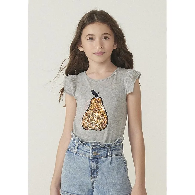 Blusa Manga Curta Menina Em Malha