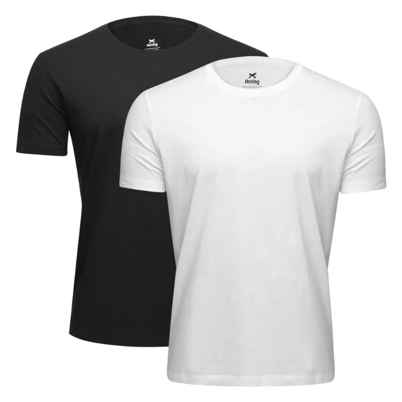 Kit Camisetas Hering Slim Básicas 2 Peças Masculino - Masculino - Branco+Preto