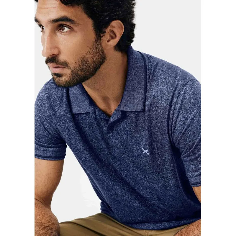 Camisa Polo Básica Masculina Em Malha Texturizada - Azul XXG