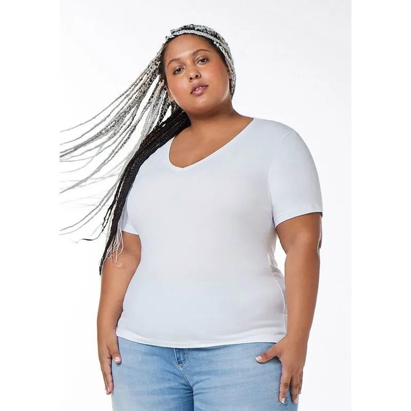 Blusa Básica Feminina Gola V