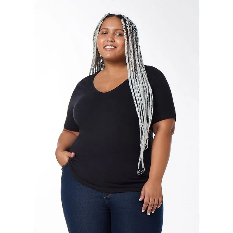 Blusa Básica Feminina Gola V