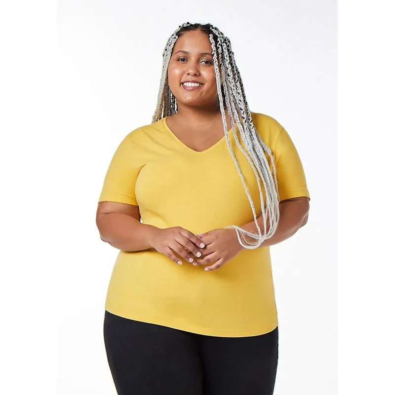 Blusa Básica Feminina Gola V
