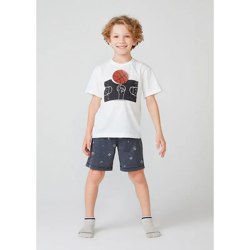 Pijama Manga Curta Menino Em Malha