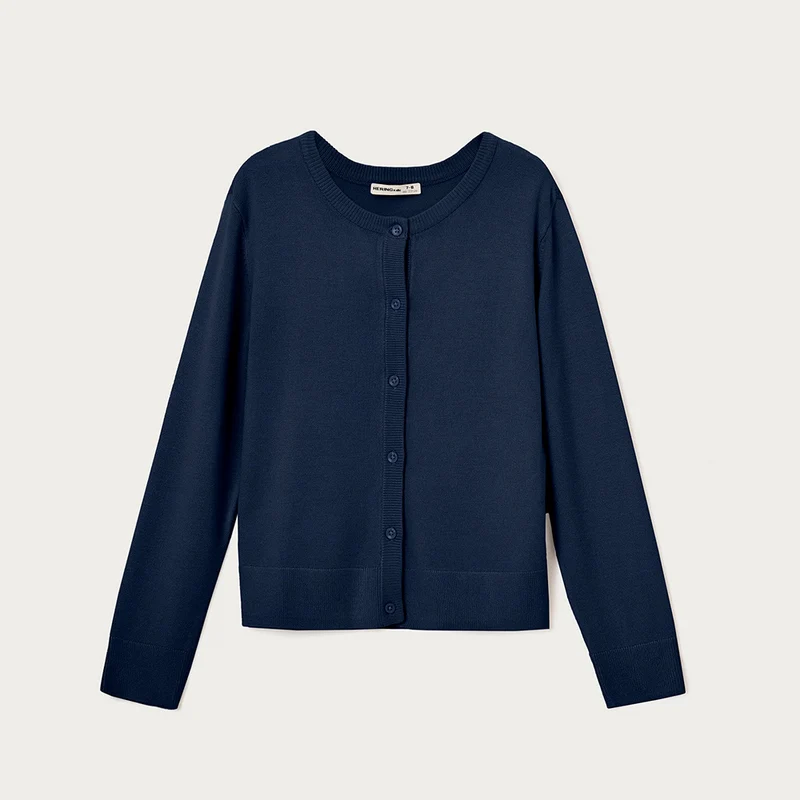 Cardigan Em Tricô Hering Kids Feminina - Azul Marinho 14