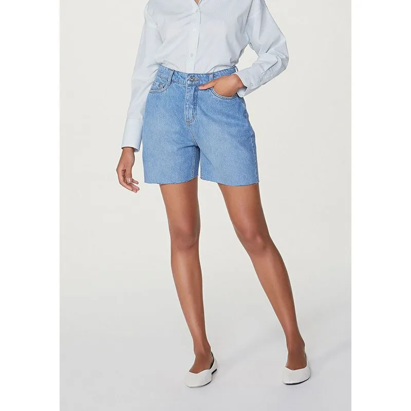 Shorts Feminino Jeans Cintura Alta
