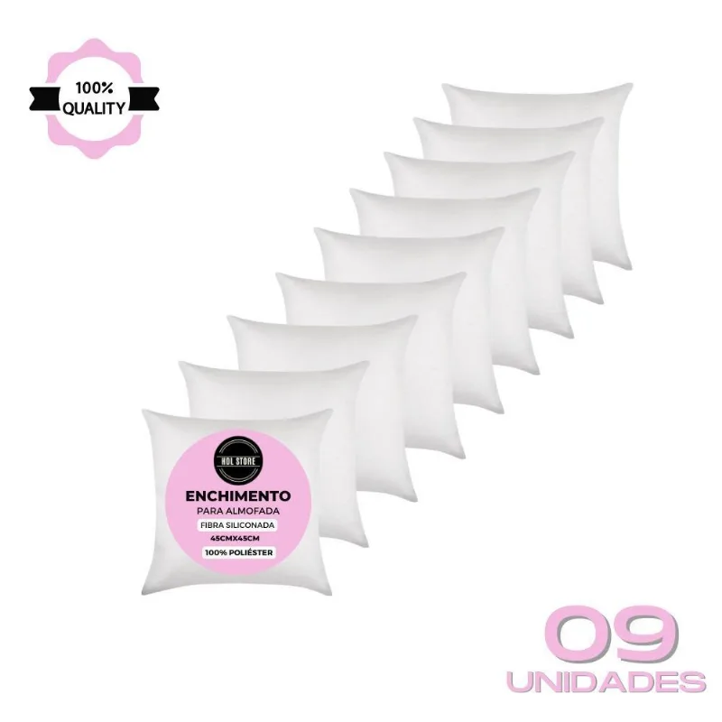 Kit 9 Refil Enchimento 45x45 Almofada Fibra Siliconada 300g
