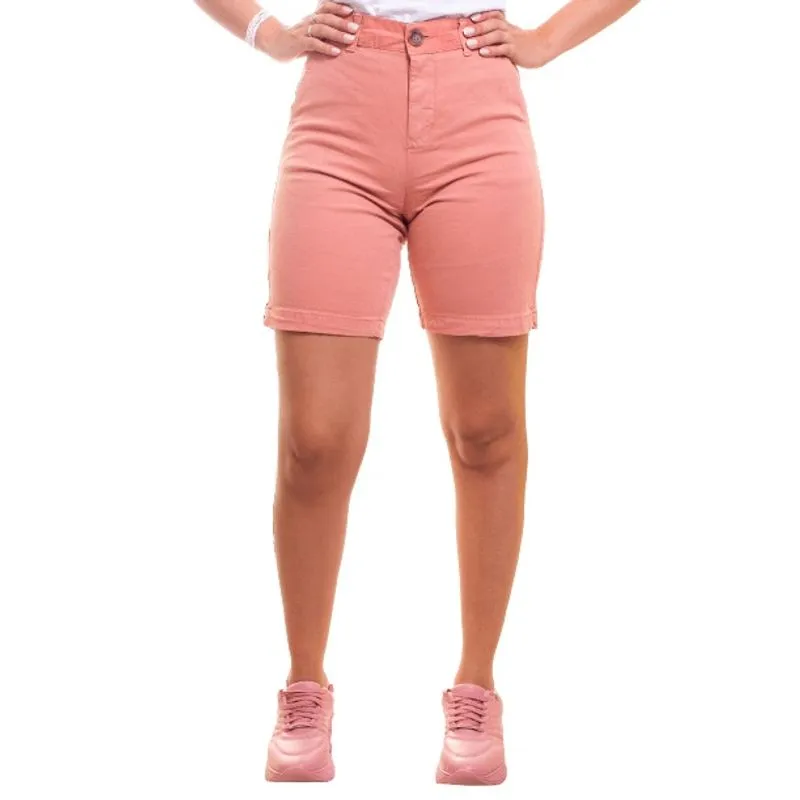 Bermuda feminina hering rosa soft