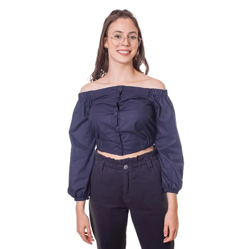 Cropped ombro A ombro hering azul marinho