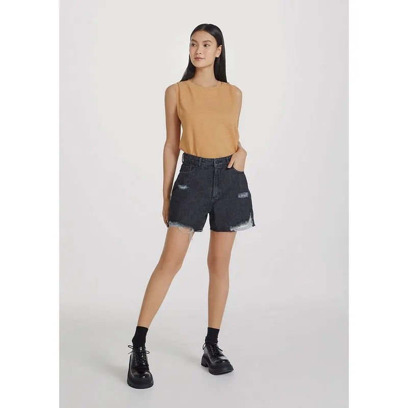 Shorts Jeans Feminino Cintura Alta