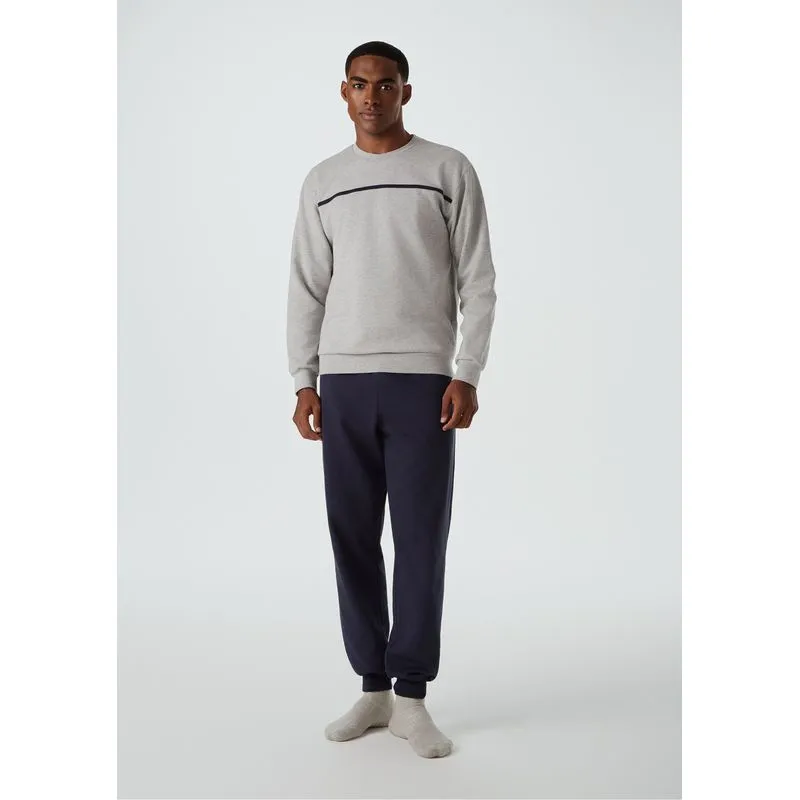 Pijama Longo Masculino Em Moletom Peluciado - Cinza M