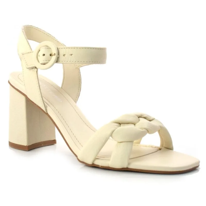 Sandália Feminina de Couro e Salto Bloco Bottero Creme 330402 38